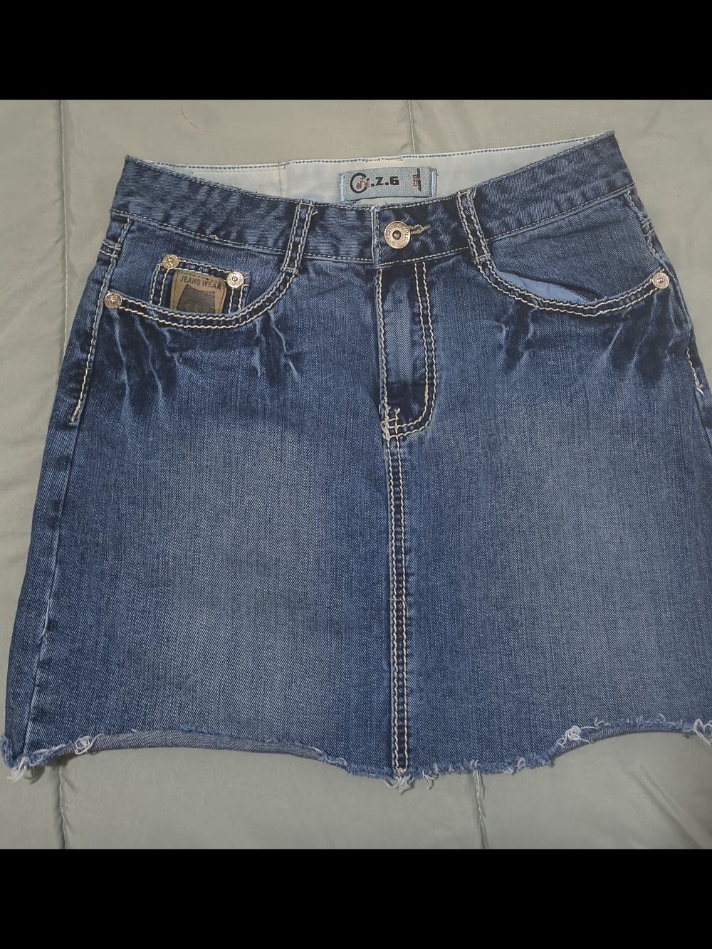 Classic Dark Blue Denim Mini Skirt by